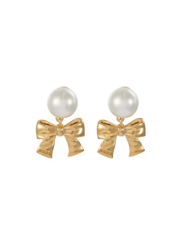 Fashion Jewellery>NUMBERING 14K Gold Plated Brass Ribbon Stud Earrings