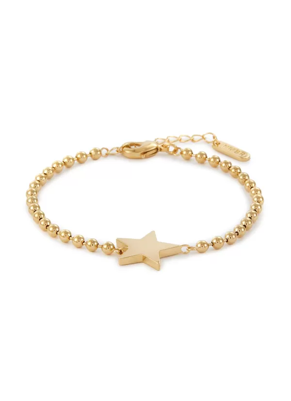 Fashion Jewellery>NUMBERING 14K Gold Plated Brass Star Point Ball Chain Bracelet