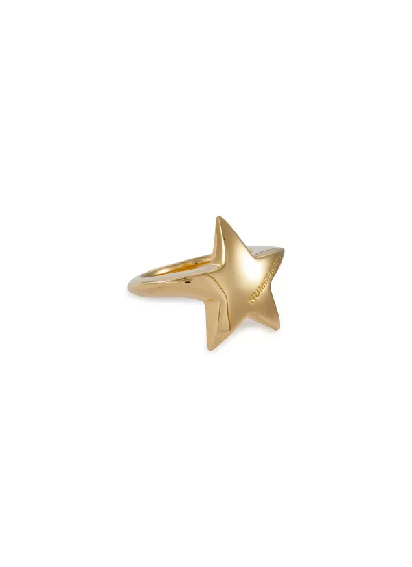 Fashion Jewellery>NUMBERING 14K Gold Plated Sterling Silver Star Signet Ring