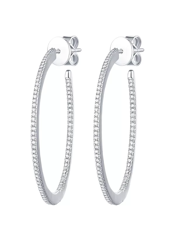 Fine Jewellery>LC COLLECTION JEWELLERY 14K White Gold Diamond Hoop Earrings