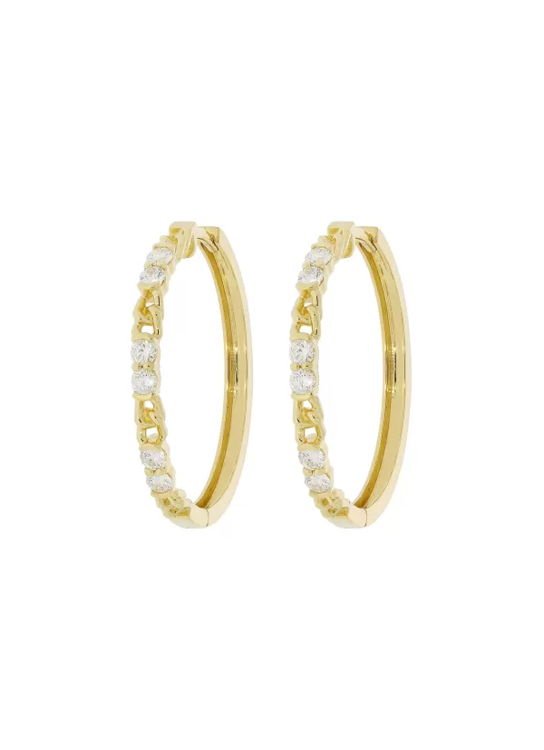 Fine Jewellery>LC COLLECTION JEWELLERY 18K Gold Diamond Link Hoop Earrings