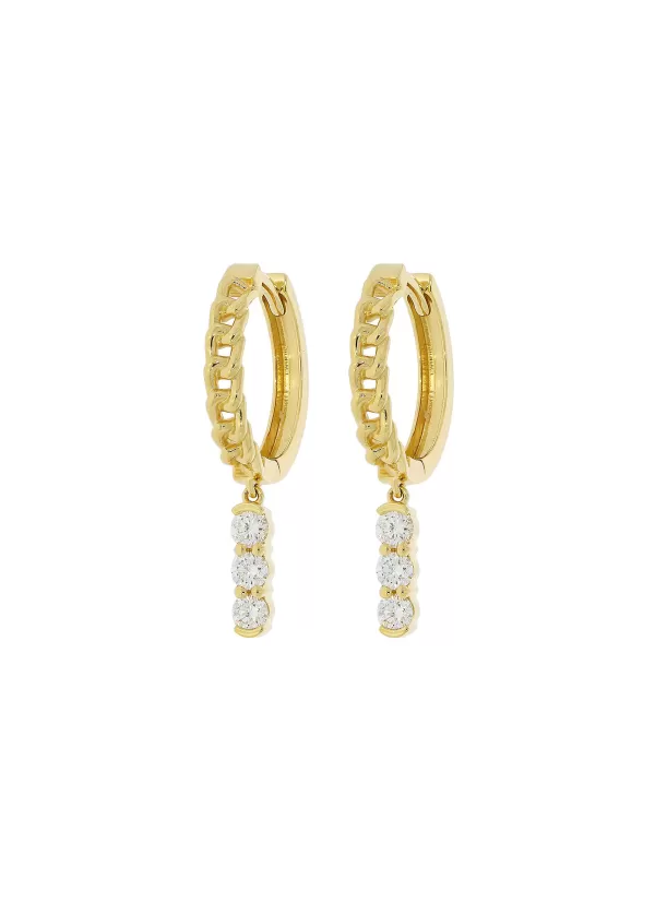 Fine Jewellery>LC COLLECTION JEWELLERY 18K Gold Diamond Link Hoop Earrings