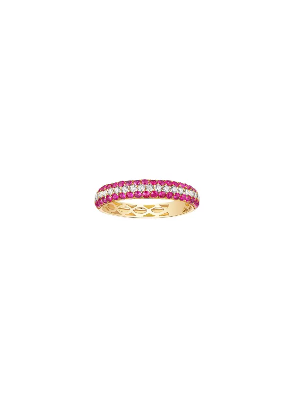 Fine Jewellery>LC COLLECTION JEWELLERY 18K Gold Diamond Ruby Eternity Band — Eu 53