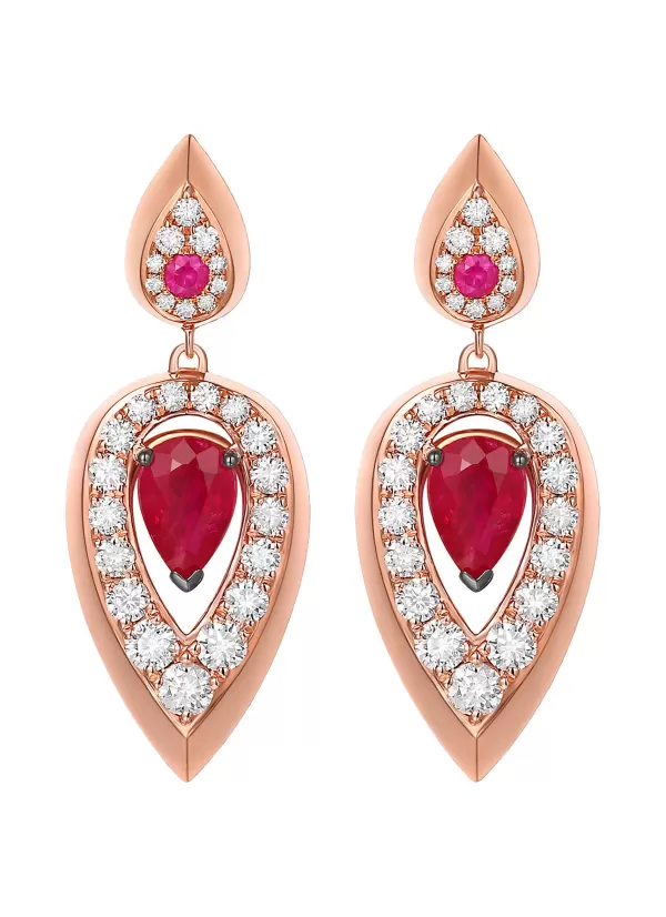 Fine Jewellery>LC COLLECTION JEWELLERY 18K Rose Gold Diamond Ruby Earrings