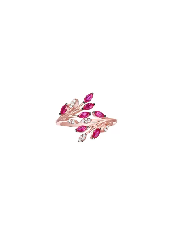 Fine Jewellery>LC COLLECTION JEWELLERY 18K Rose Gold Diamond Ruby Ring — Us 5.5