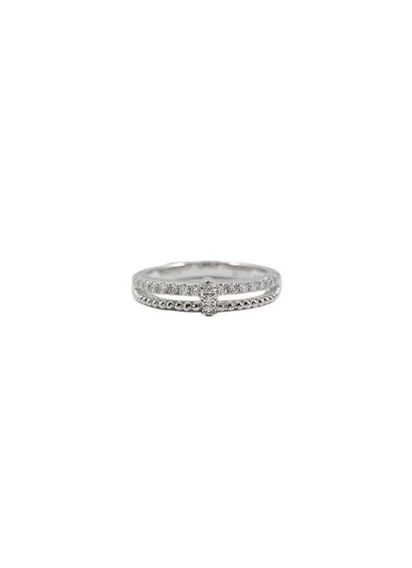 Fine Jewellery>LC COLLECTION JEWELLERY 18K White Gold Diamond Double Band Ring — Us 6.5