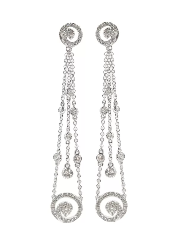 Fine Jewellery>LC COLLECTION JEWELLERY 18K White Gold Diamond Drop Dangle Earrings