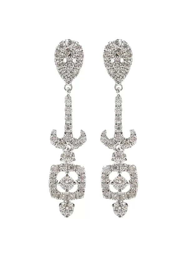 Fine Jewellery>LC COLLECTION JEWELLERY 18K White Gold Diamond Drop Dangle Earrings