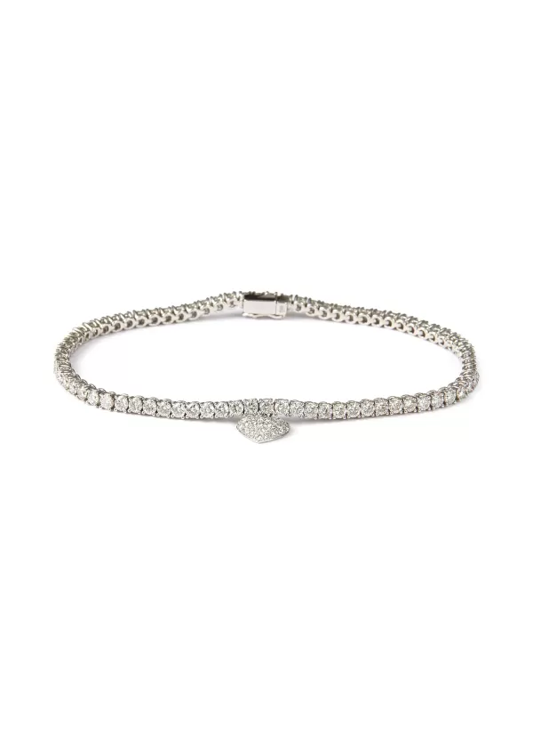 Fine Jewellery>LC COLLECTION JEWELLERY 18K White Gold Diamond Heart Charm Tennis Bracelet