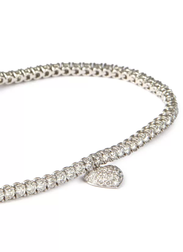 Fine Jewellery>LC COLLECTION JEWELLERY 18K White Gold Diamond Heart Charm Tennis Bracelet