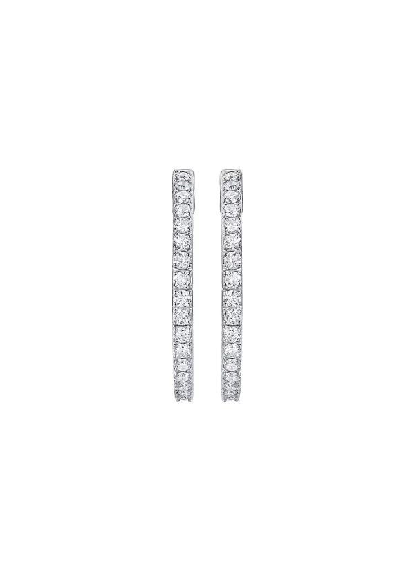 Fine Jewellery>LC COLLECTION JEWELLERY 18K White Gold Diamond Hoop Earrings