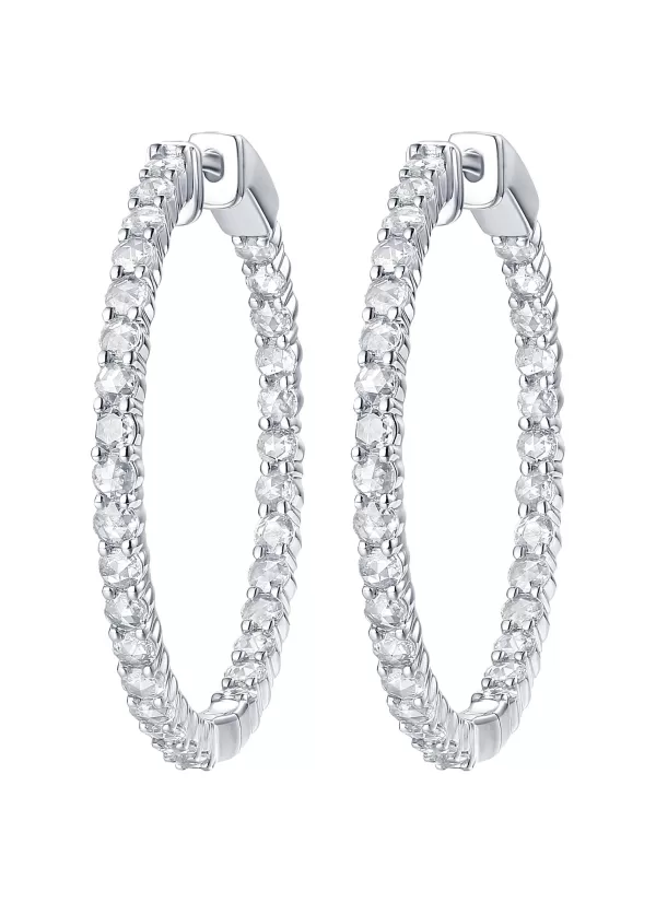 Fine Jewellery>LC COLLECTION JEWELLERY 18K White Gold Diamond Hoop Earrings