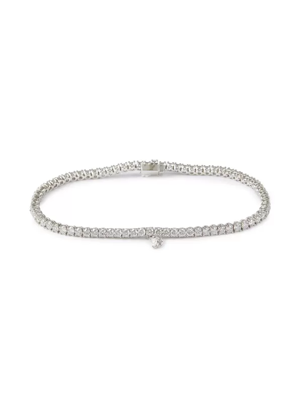 Fine Jewellery>LC COLLECTION JEWELLERY 18K White Gold Diamond Pear Solitaire Charm Tennis Bracelet