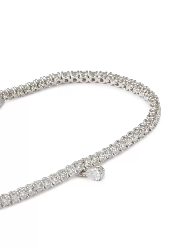 Fine Jewellery>LC COLLECTION JEWELLERY 18K White Gold Diamond Pear Solitaire Charm Tennis Bracelet