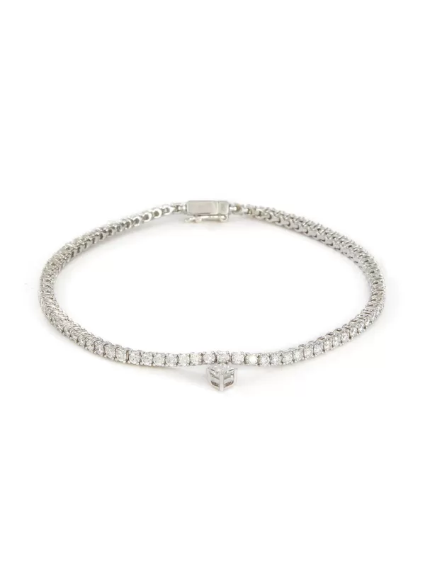 Fine Jewellery>LC COLLECTION JEWELLERY 18K White Gold Diamond Princess Solitaire Charm Tennis Bracelet