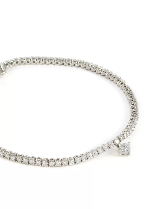 Fine Jewellery>LC COLLECTION JEWELLERY 18K White Gold Diamond Princess Solitaire Charm Tennis Bracelet