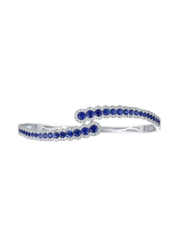 Fine Jewellery>LC COLLECTION JEWELLERY 18K White Gold Diamond Sapphire Bangle