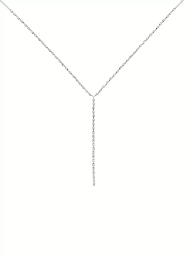 Fine Jewellery>LC COLLECTION JEWELLERY 18K White Gold Diamond Y Pendant Necklace