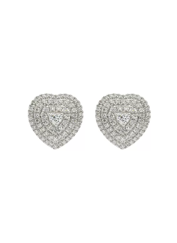 Fine Jewellery>LC COLLECTION JEWELLERY 18K White Gold Heart-Shaped Diamond Stud Earrings