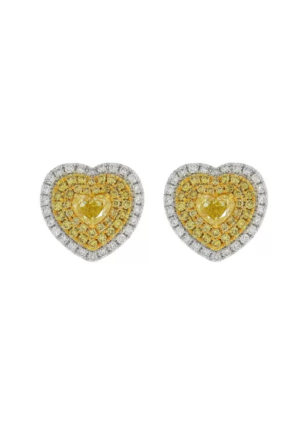 Fine Jewellery>LC COLLECTION JEWELLERY 18K White Yellow Gold Diamond Stud Earrings