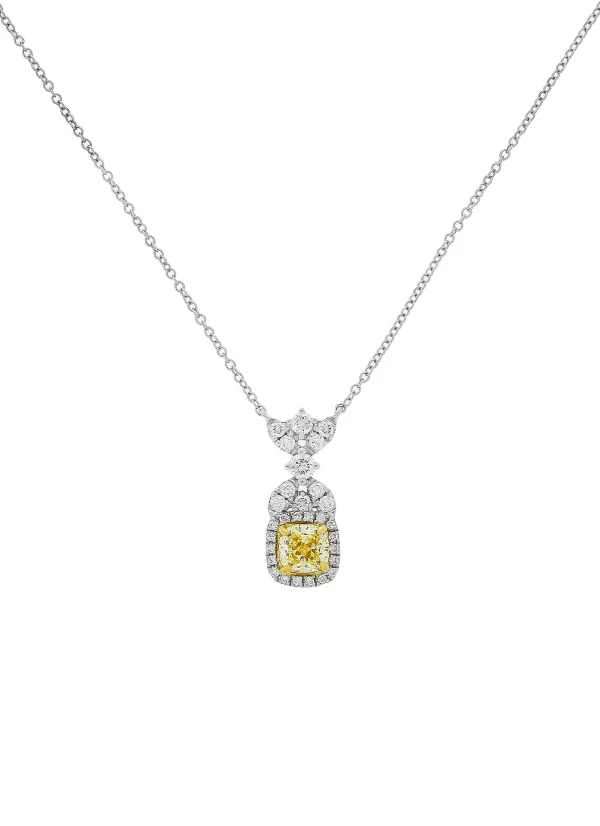 Fine Jewellery>LC COLLECTION JEWELLERY 18K White Yellow Gold Yellow Diamond Pendant Necklace