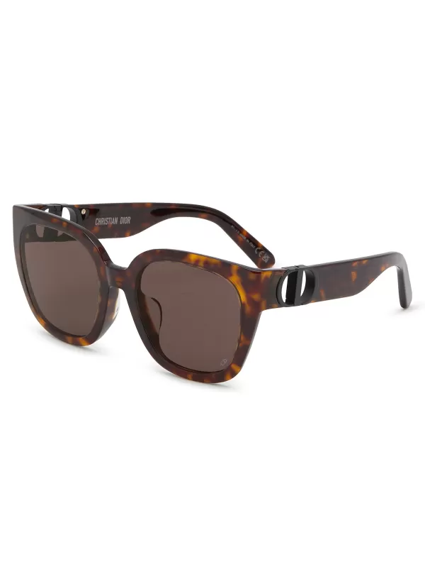 Eyewear>DIOR 30Montaigne S10F Tortoiseshell Effect Acetate Square Sunglasses