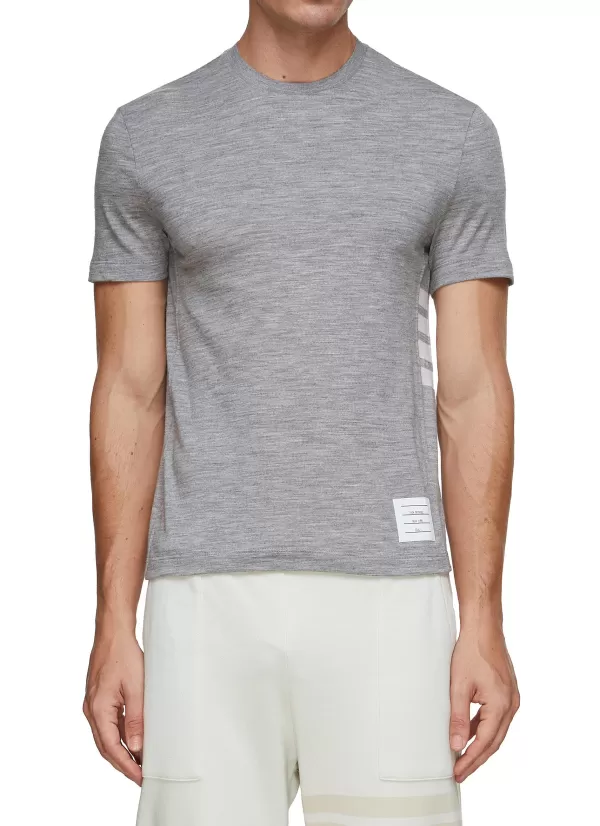 T-Shirts>THOM BROWNE 4 Bar Wool Blend T-Shirt