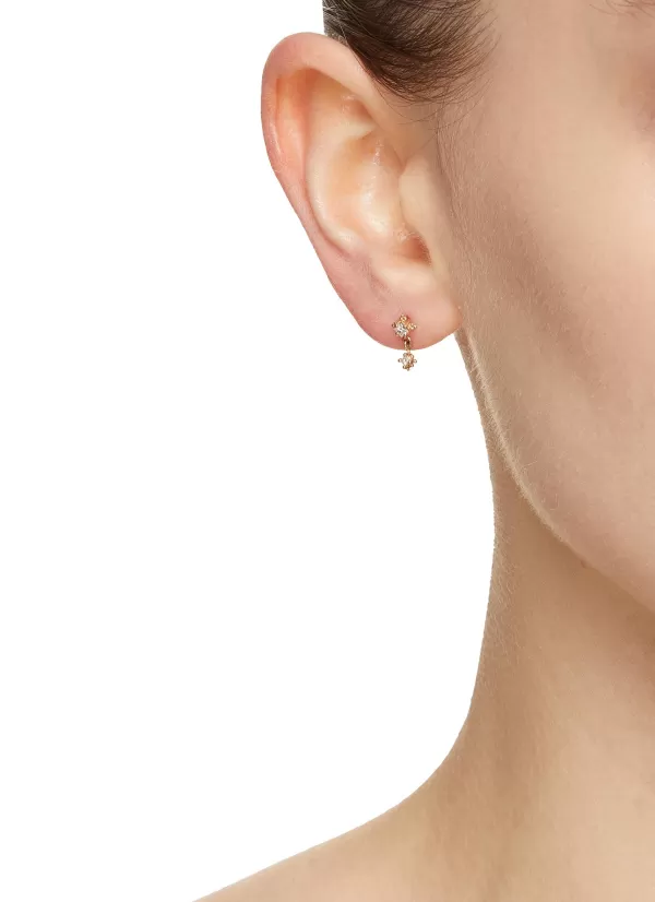 Fashion Jewellery>MÉTIER BY TOMFOOLERY 9K Gold Dala Diamond Double Droplet Single Earring