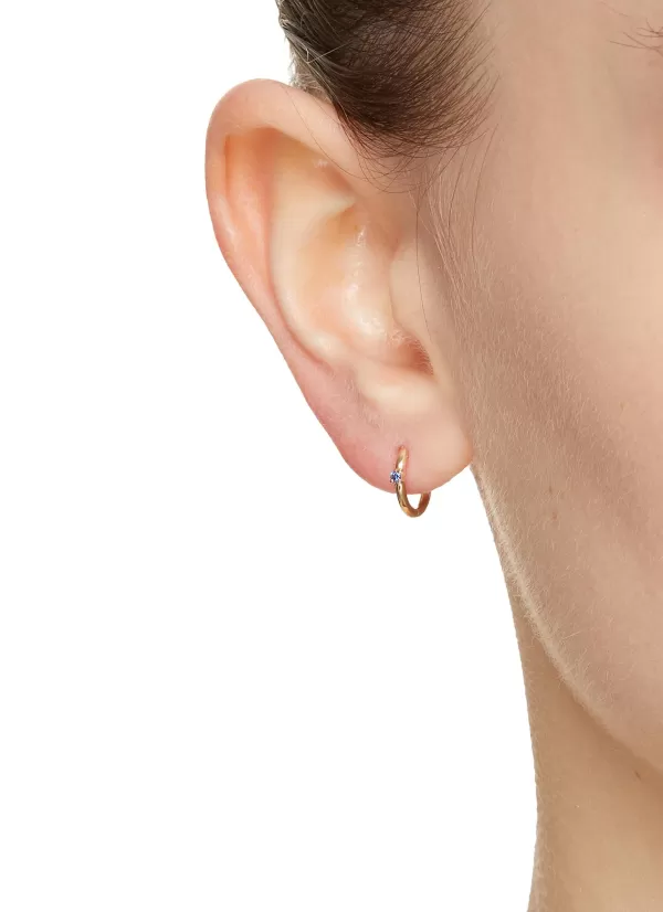 Fashion Jewellery>MÉTIER BY TOMFOOLERY 9K Gold Sapphire Clicker Single Hoop Earring