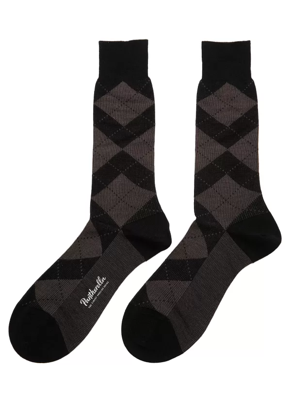 Socks>PANTHERELLA Abdale Argyle Diamond Rib Long Ankle Socks