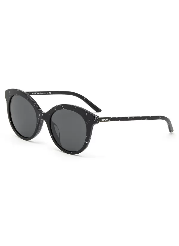 Eyewear>PRADA Acetate Round Cateye Sunglasses