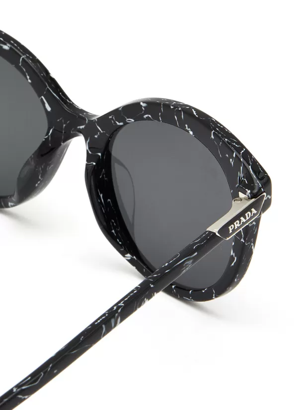 Eyewear>PRADA Acetate Round Cateye Sunglasses