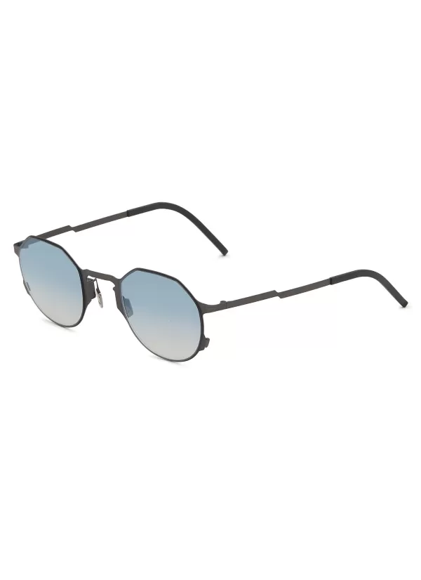 Eyewear>MOVITRA EYEWEAR Achille Gun Acetate Round Sunglasses