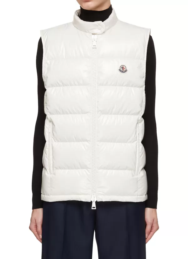 Coats>MONCLER Alcibia Lacquered Mock Neck Puffer Gilet