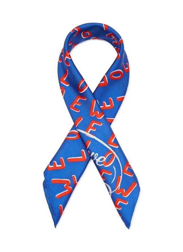 Scarves & Wraps>LOEWE All Over Graffiti Logo Silk Scarf