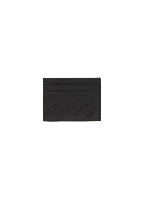 Small Leather Goods>BALENCIAGA All Over Perforated Logo Leather Cardholder