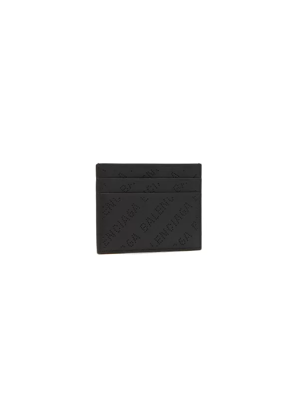 Small Leather Goods>BALENCIAGA All Over Perforated Logo Leather Cardholder