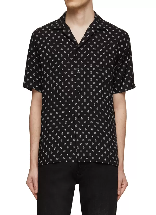 Shirts>SAINT LAURENT All Over Print Short Sleeve Shirt