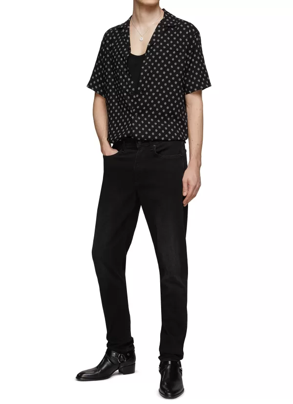 Shirts>SAINT LAURENT All Over Print Short Sleeve Shirt