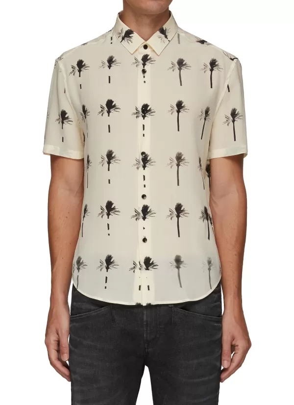 Shirts>SAINT LAURENT Allover Palm Tree Print Shirt