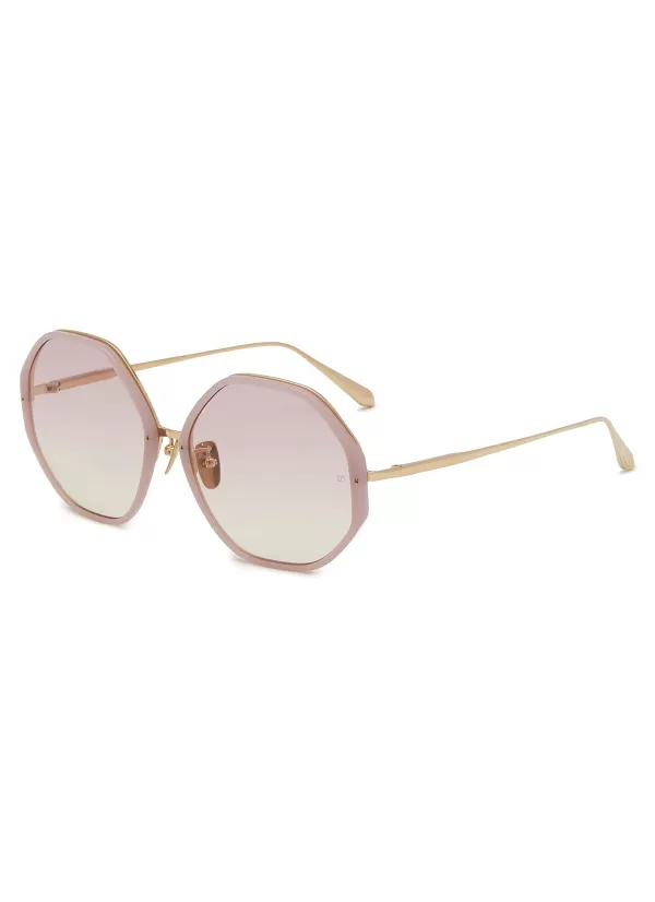 Eyewear>LINDA FARROW Alona Acetate Round Sunglasses