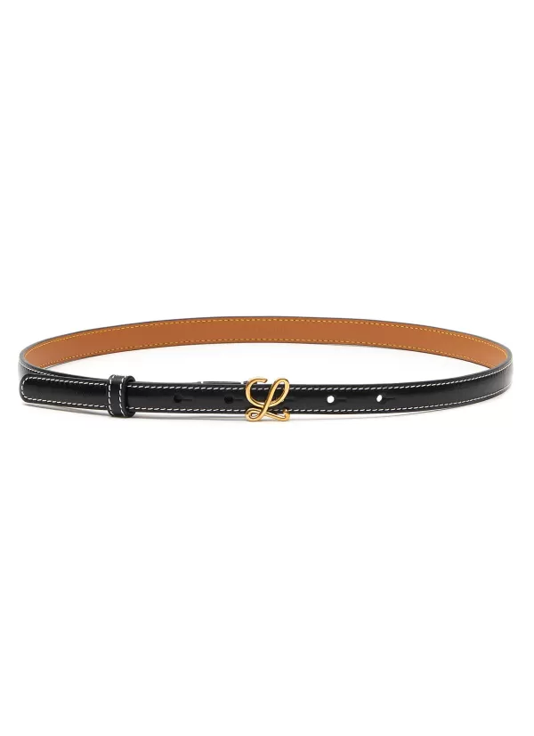 Belts>LOEWE Anagram Buckle Leather Thin Belt