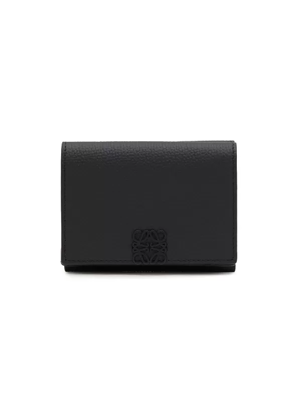 Small Leather Goods>LOEWE Anagram Pebbled Leather Trifold Wallet