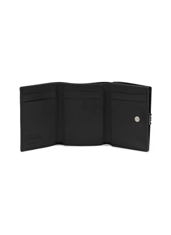 Small Leather Goods>LOEWE Anagram Pebbled Leather Trifold Wallet