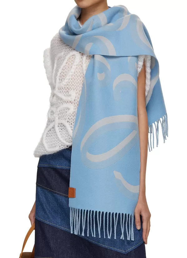 Scarves & Wraps>LOEWE Anagram Wool Cashmere Silk Scarf