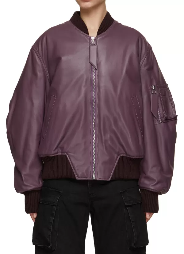 Jackets>THE ATTICO Anja Leather Bomber Jacket