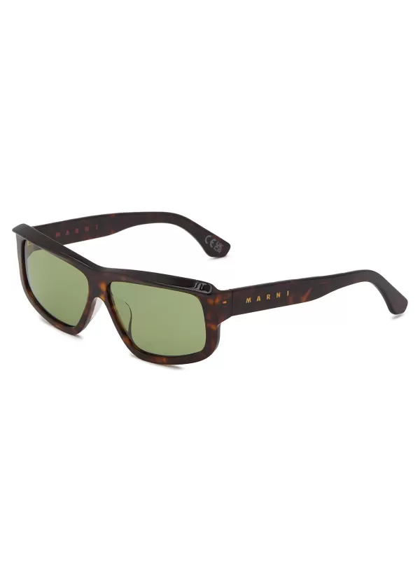 Eyewear>MARNI Annapuma Circuit Acetate Rectangle Sunglasses