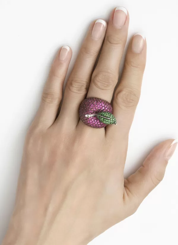 Fine Jewellery>MIO HARUTAKA Apple 18K Rose And White Gold Ruby And Green Garnet Ring