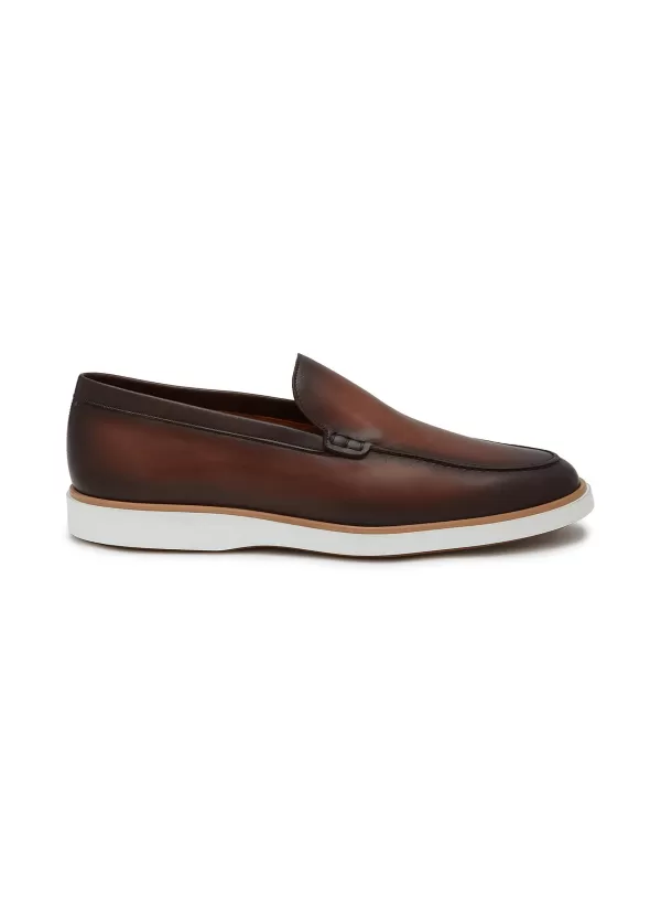 Flats>MAGNANNI Apron Toe Leather Loafers