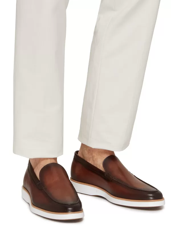 Flats>MAGNANNI Apron Toe Leather Loafers